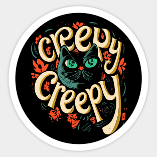 creepy black cat Sticker